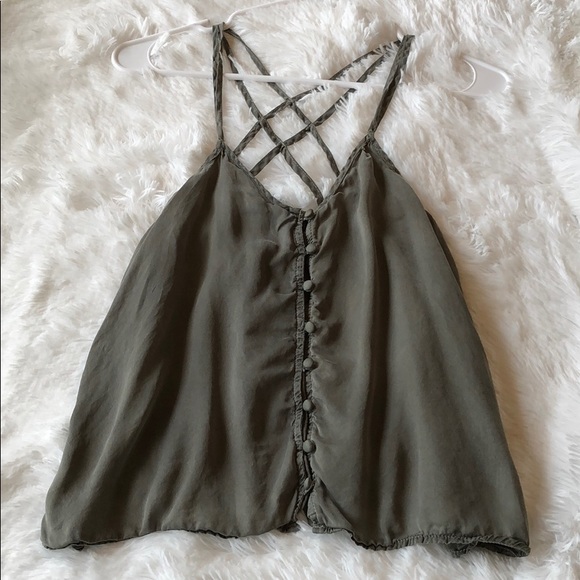 American Eagle Outfitters Tops - American Eagle 🦅 Army Green Spaghetti Straps Top